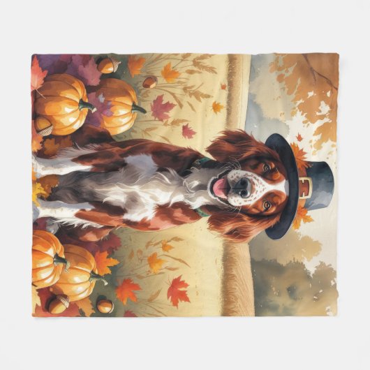 Irish Red Setter in Autumn verlaat Thanksgiving Fleece Deken (Voorkant (Horizontaal))