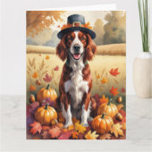 Irish Red Setter in Autumn verlaat Thanksgiving Kaart (Voorkant)