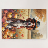 Irish Red Setter in Autumn verlaat Thanksgiving Legpuzzel (Horizontaal)