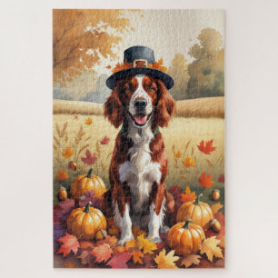 Irish Red Setter in Autumn verlaat Thanksgiving Legpuzzel