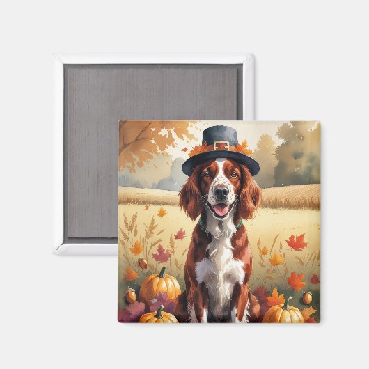 Irish Red Setter in Autumn verlaat Thanksgiving Magneet (Voorkant / Achterkant)