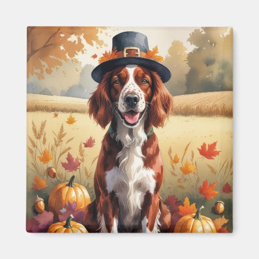 Irish Red Setter in Autumn verlaat Thanksgiving Magneet (Voorkant)