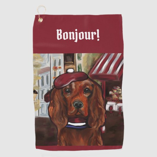 Irish Red Setter    Postcard Golfhanddoek (Voorkant)