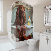 Irish Red Setter Sloppy Sleepy Schattige Funny Douchegordijn (In situ)