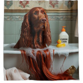 Irish Red Setter Sloppy Sleepy Schattige Funny Douchegordijn (Voorkant)