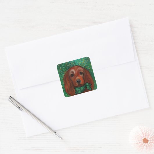 Irish Red Setter Vierkante Sticker (Envelop)