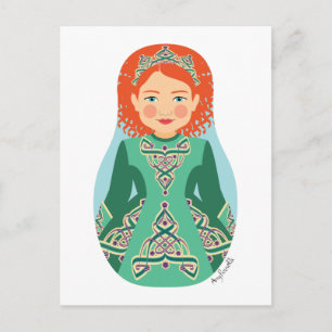 Irish Redhead Dancer Matryoshka Briefkaart