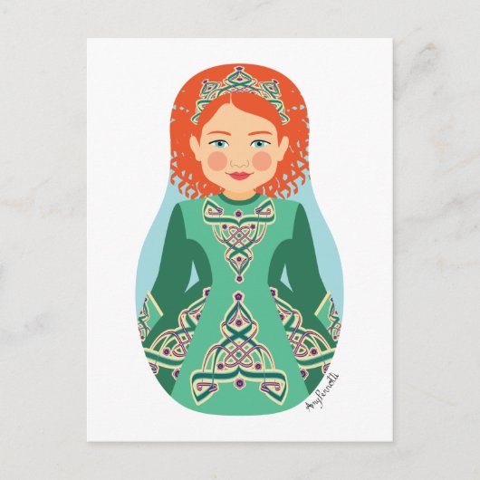 Irish Redhead Dancer Matryoshka Briefkaart (Voorkant)