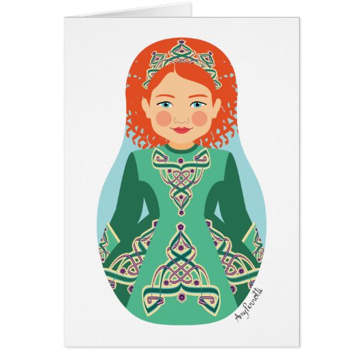 Irish Redhead Dancer Matryoshka Kaart (Voorkant)