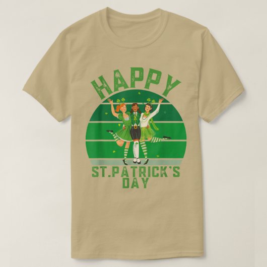 Irish Retro Sunset Shamrock, Happy St Patrick's Da T-shirt (Design voorkant)
