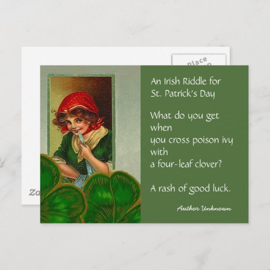  Irish Riddle St Patricks Day PC Briefkaarten (Voorkant / Achterkant)