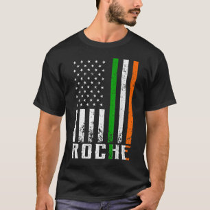 Irish ROCHE Family American Flag Ireland Flag T-shirt