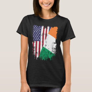 Irish Roots Half - American Flag Ierland vlag T-shirt