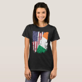 Irish Roots Half - American Flag Ierland vlag T-shirt (Voorkant volledig)
