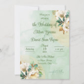 Irish Rose Cream and Gold Wedding Kaart (Voorkant)