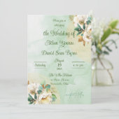Irish Rose Cream and Gold Wedding Kaart (Staand voorkant)