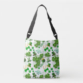 Irish Saint Patrick's Day Shamrock Green White Crossbody Tas (Voorkant)