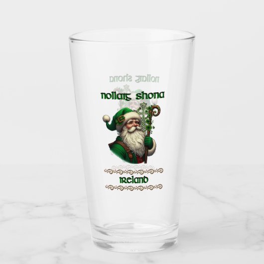 Irish Santa & Celtic Knot Christmas Glass Glas (Voorkant)