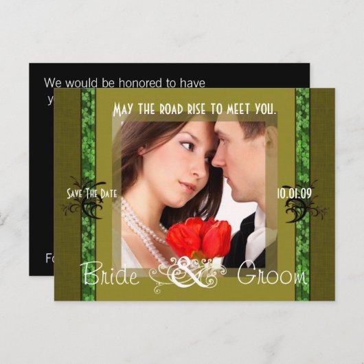 Irish Save the Date with Your Photo Aankondigingskaart (Voorkant / Achterkant)