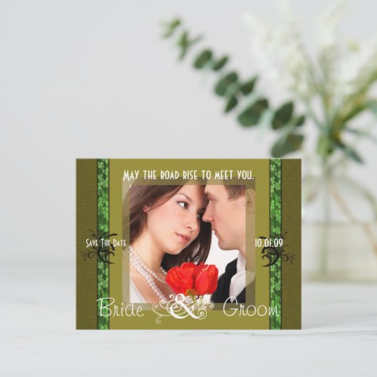 Irish Save the Date with Your Photo Aankondigingskaart (Staand voorkant)