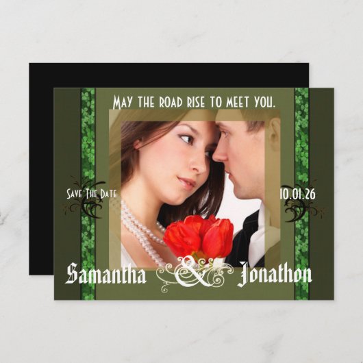 Irish Save the Date with Your Photo Aankondigingskaart (Voorkant / Achterkant)