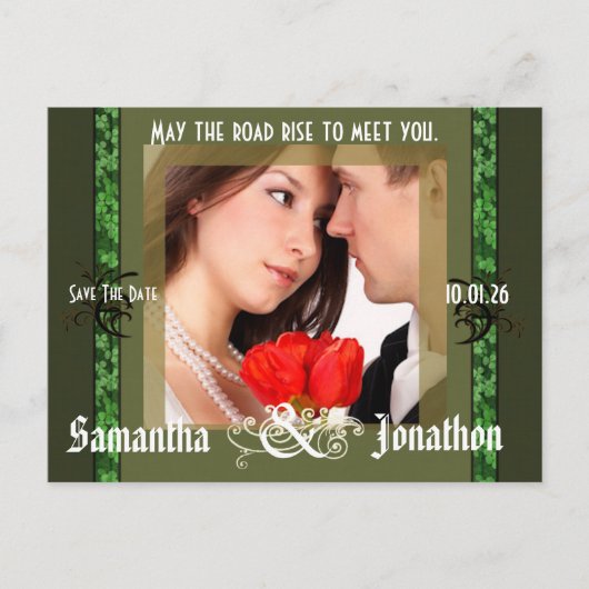 Irish Save the Date with Your Photo Aankondigingskaart (Voorkant)