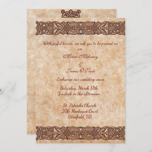 Irish Scotch Celtic Design Wedding Invitation Kaart (Voorkant / Achterkant)
