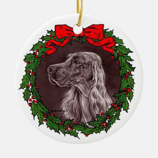 Irish Setter Art van Glenda S. Harlan Keramisch Ornament (Voorkant)