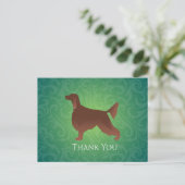 Irish Setter Bedankt Silhouette voor groen Briefkaart (Staand voorkant)