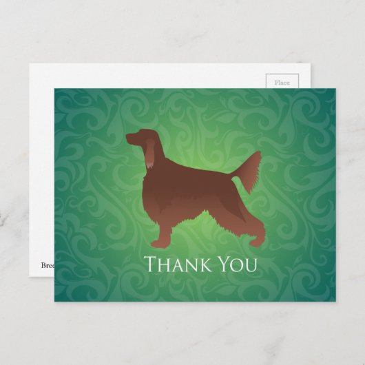 Irish Setter Bedankt Silhouette voor groen Briefkaart (Voorkant / Achterkant)