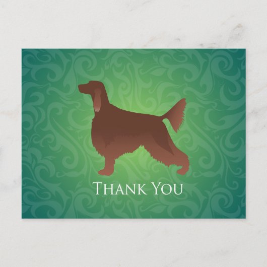 Irish Setter Bedankt Silhouette voor groen Briefkaart (Voorkant)