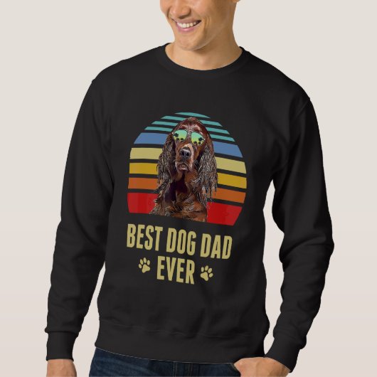 Irish Setter Best Dog Dad Ever Retro Sunset Trui (Voorkant)