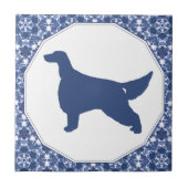Irish Setter Blue Willow Silhouette Tile Tegeltje (Voorkant)