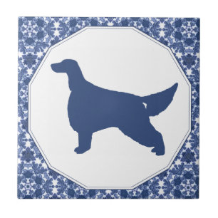 Irish Setter Blue Willow Silhouette Tile Tegeltje