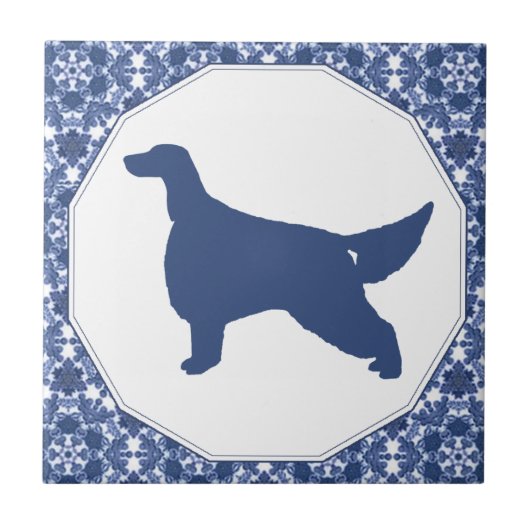 Irish Setter Blue Willow Silhouette Tile Tegeltje (Voorkant)