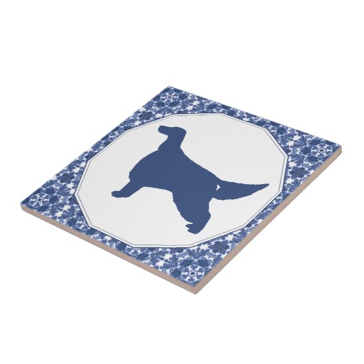 Irish Setter Blue Willow Silhouette Tile Tegeltje (Zijkant)