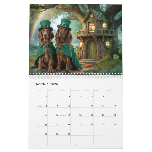 Irish Setter Calendar Kalender (Mar 2026)