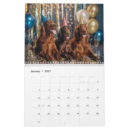 Irish Setter Calendar Kalender (Jan 2027)