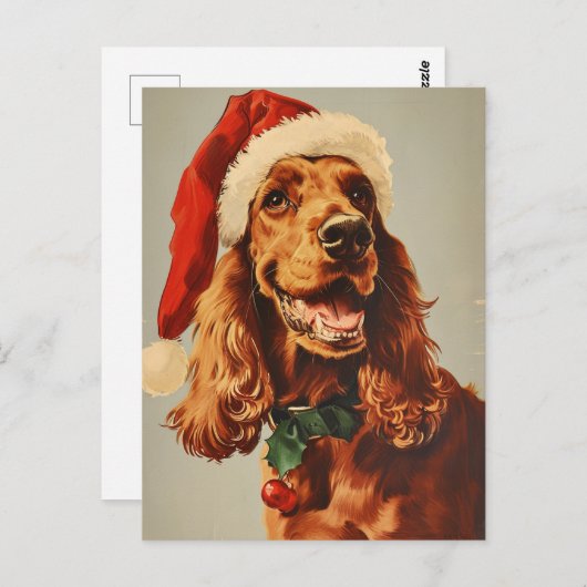 Irish Setter Christmas Briefkaart (Voorkant / Achterkant)