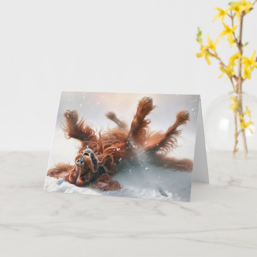 Irish Setter Christmas Fun Kaart (Gele Bloem)