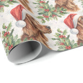 Irish Setter Christmas Holly Watercolor Cadeaupapier (Rol Hoek)