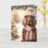 Irish Setter Christmas Kaart (Gele Bloem)