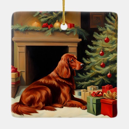Irish Setter Christmas Keramisch Ornament (Achterkant)