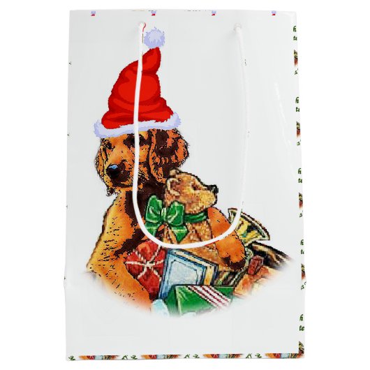 Irish Setter Christmas Medium Cadeauzakje (Achterkant)