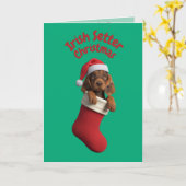 Irish Setter Christmas Stocking Kaart (Gele Bloem)