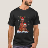 Irish Setter Christmas Tree Lights Reindeer Santa  T-shirt (Voorkant)