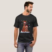 Irish Setter Christmas Tree Lights Reindeer Santa  T-shirt (Voorkant volledig)