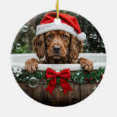 Irish Setter Cute Christmas Holiday Bubble Bath Keramisch Ornament (Achterkant)