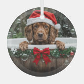 Irish Setter Cute Christmas Holiday Dog Glas Ornament (Voorkant)