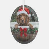Irish Setter Cute Christmas Holiday Dog Glas Ornament (Voorkant links)
